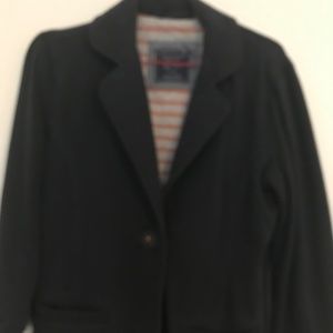 American Eagle Sweatshirt material blazer, navy blue, size M, one button style